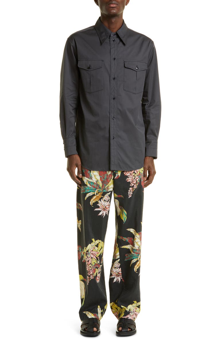 Lemaire Tropical Print Belted Loose Fit Silk Blend Pants, Alternate, color, 