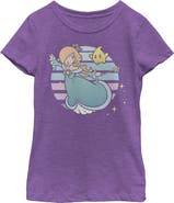 NINTENDO Girls' Super Mario Rosalina And Luma Striped Background Portrait Graphic Tee