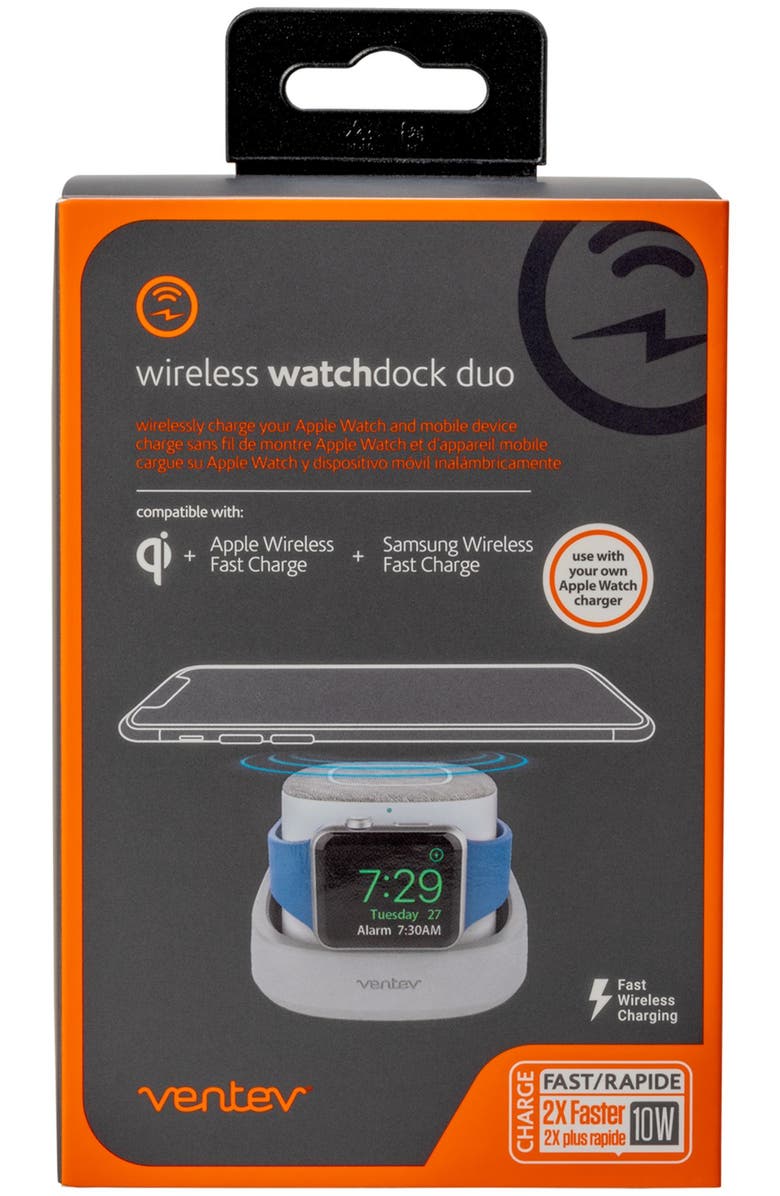 Ventev 10W Wireless Watchdock Duo Charging Pad, Alternate, color, Gray