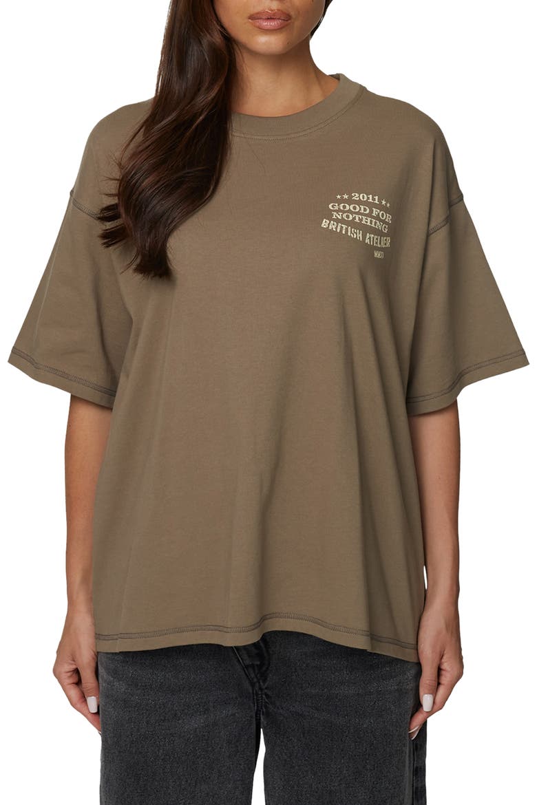 Oversized Stamp T-Shirt, Main, color, Brown