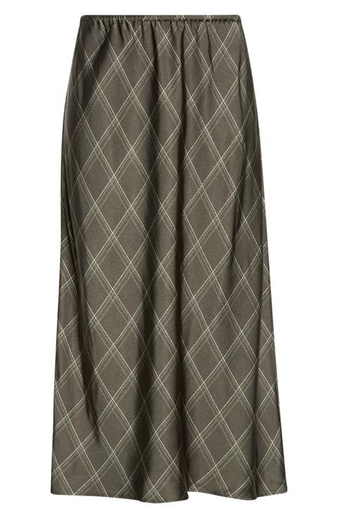 Diamond Plaid Satin Skirt