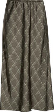Vince Diamond Plaid Satin Skirt