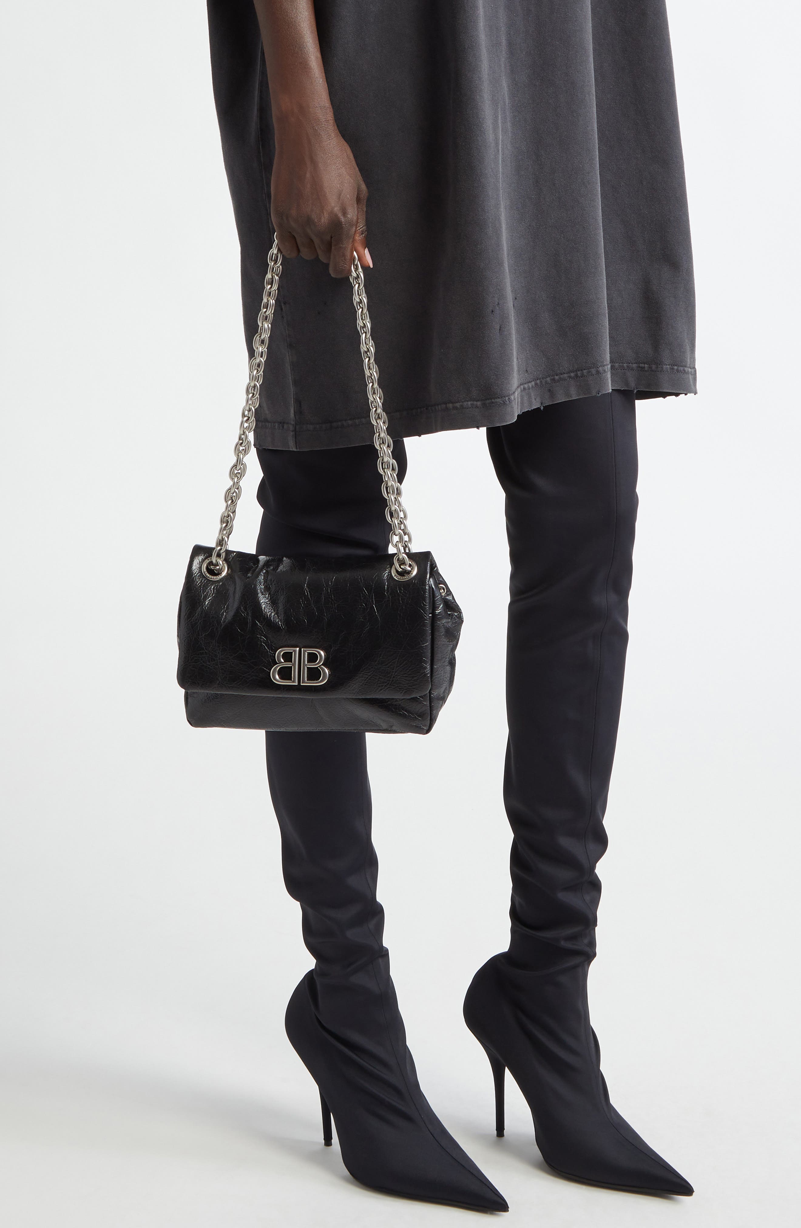 Balenciaga Mini Monaco Leather Shoulder Bag, Alternate, color, 