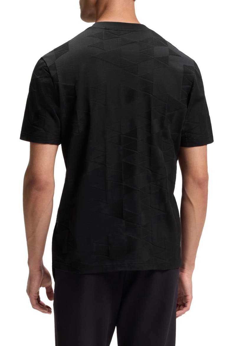 Geometric Jacquard Cotton T-Shirt, Alternate, color, BLACK