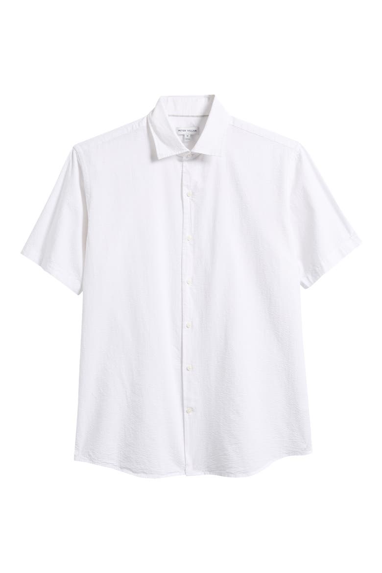 Seaward Short Sleeve Cotton Blend Seersucker Button-Up Shirt, Alternate, color, WHITE