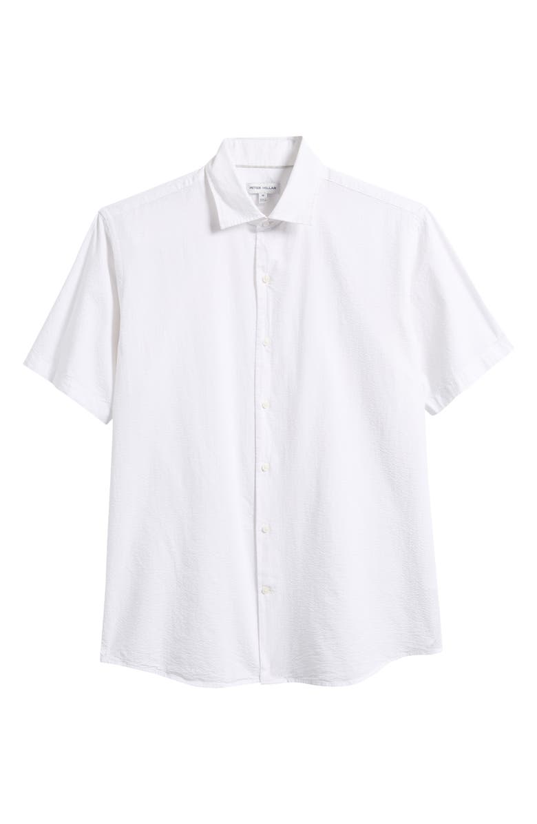 Peter Millar Seaward Short Sleeve Cotton Blend Seersucker Button-Up Shirt, Alternate, color, White