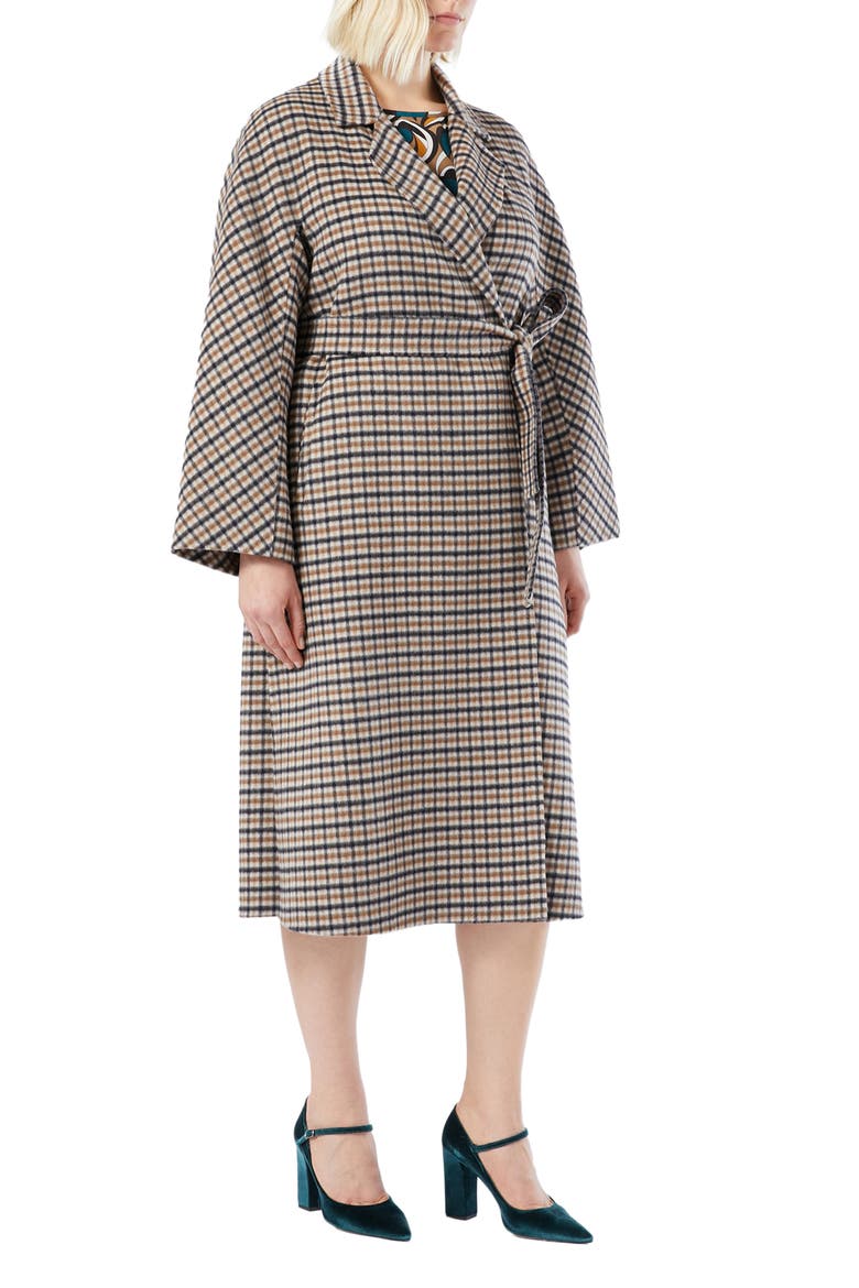 Deremi Check Wool & Mohair Blend Coat, Main, color, KAKI