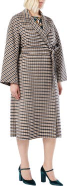Marina Rinaldi Deremi Check Wool & Mohair Blend Coat