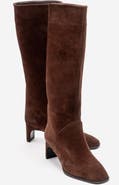 Forever & Always Shoes Taly Leather Block Heel Knee High Boot