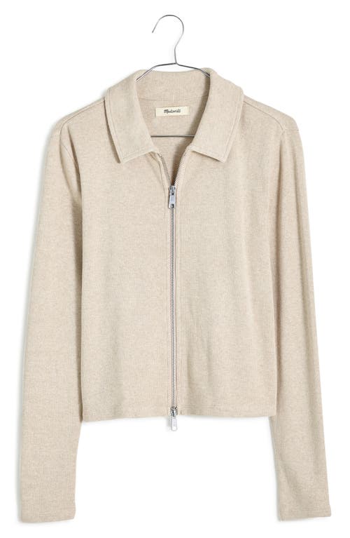 Madewell Rib Zip Front Cotton Top In Brown