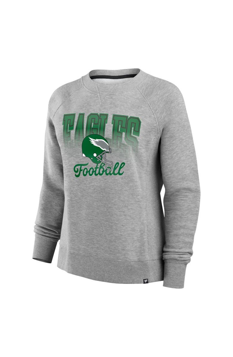 FANATICS Women's Fanatics Heather Gray Philadelphia Eagles Hit Hard Fleece Pullover Sweatshirt, Alternate, color, 