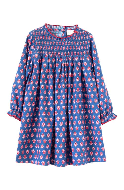 Beet World Girls' Smocked Long Sleeves Dress | Red And Navy In Blue