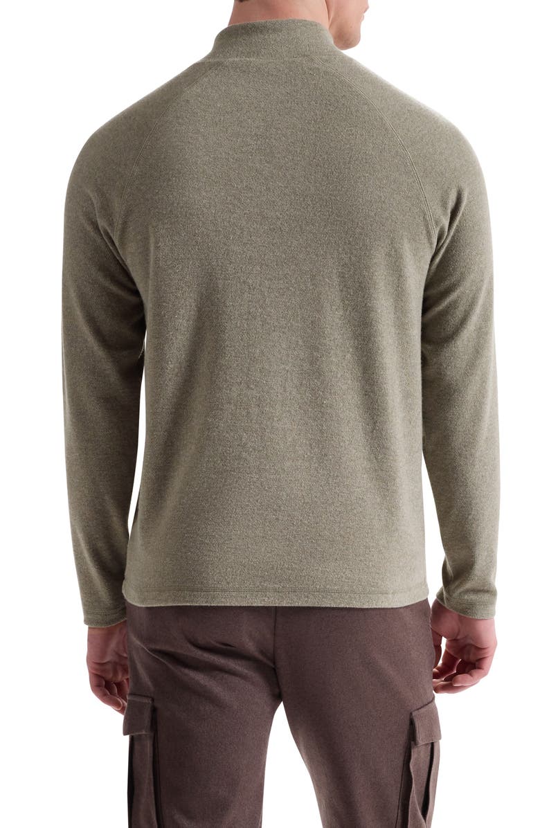 Bugatchi Brushed Cotton Blend Quarter Zip Pullover, Alternate, color, Khaki