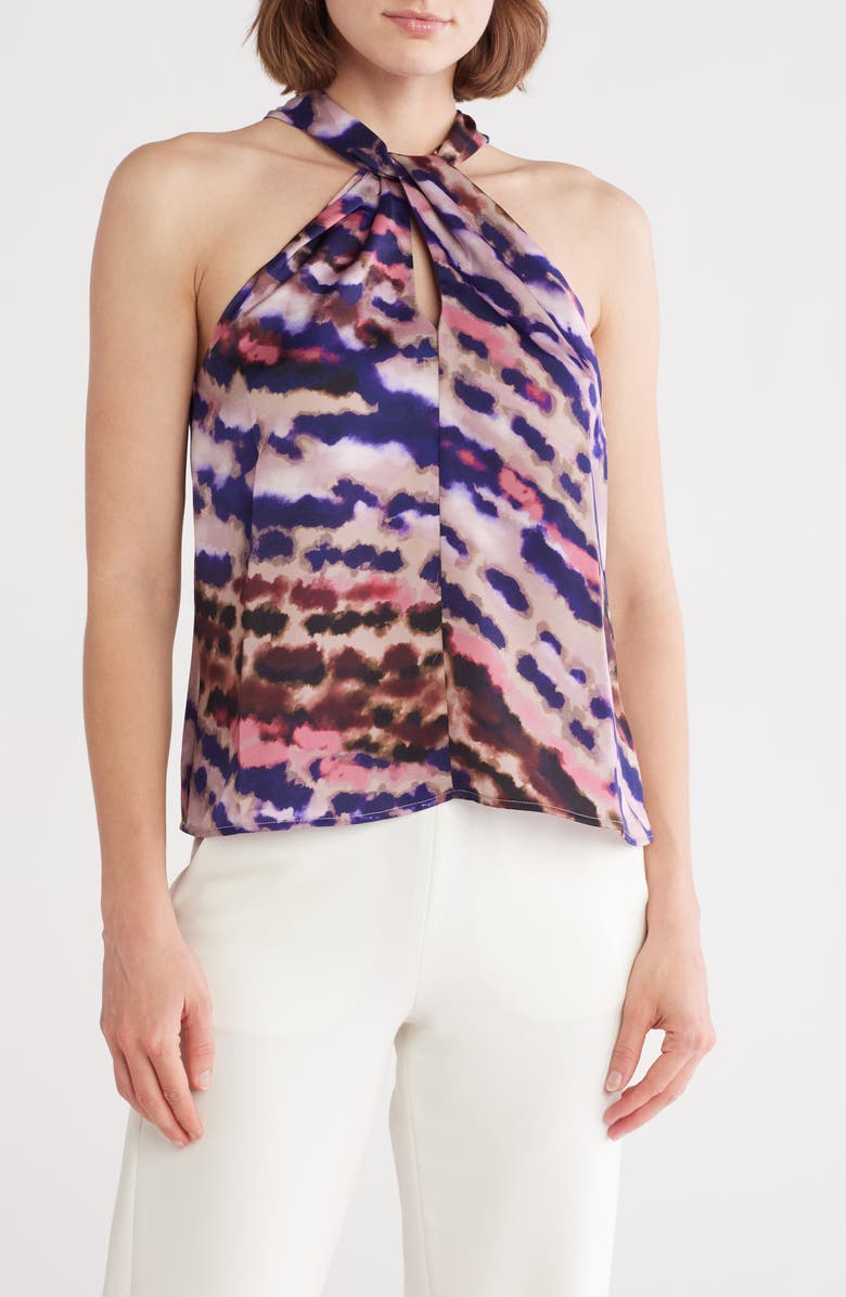 Tart Quency Halter Top, Main, color, Blue Multi Cloud Print