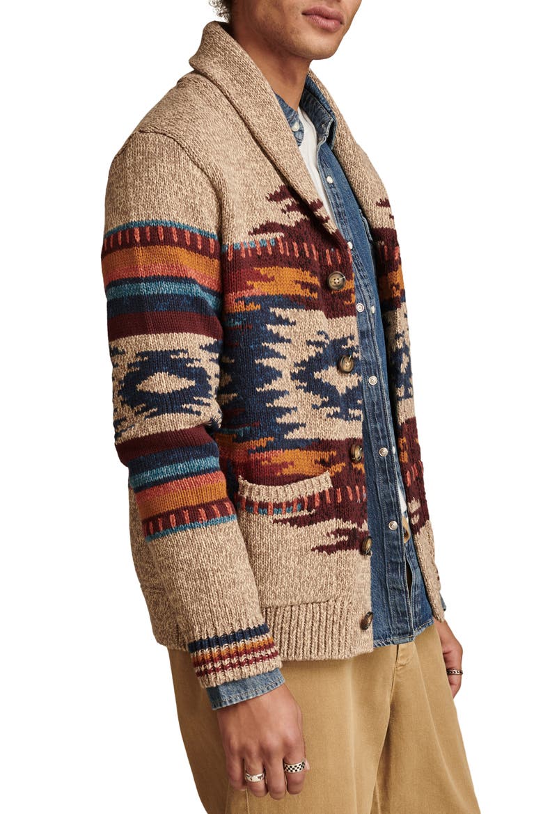 Southwest Shawl Collar Cardign, Alternate, color, NATURAL MULTI PRINT