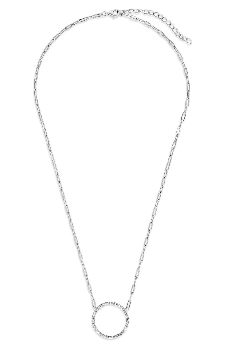 Sterling Forever Open Circle Pendant Necklace, Main, color, 