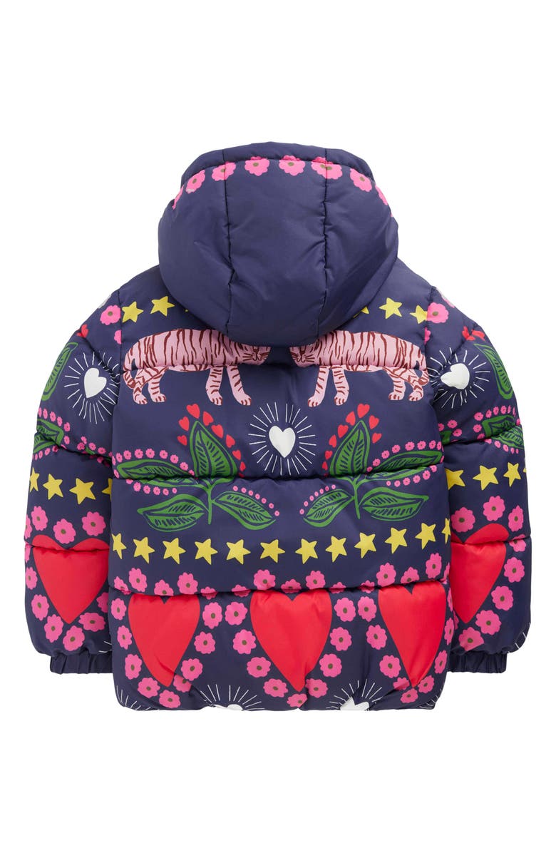 Mini Boden Kids' Padded Hooded Coat, Alternate, color, Navy Tiger Stripe