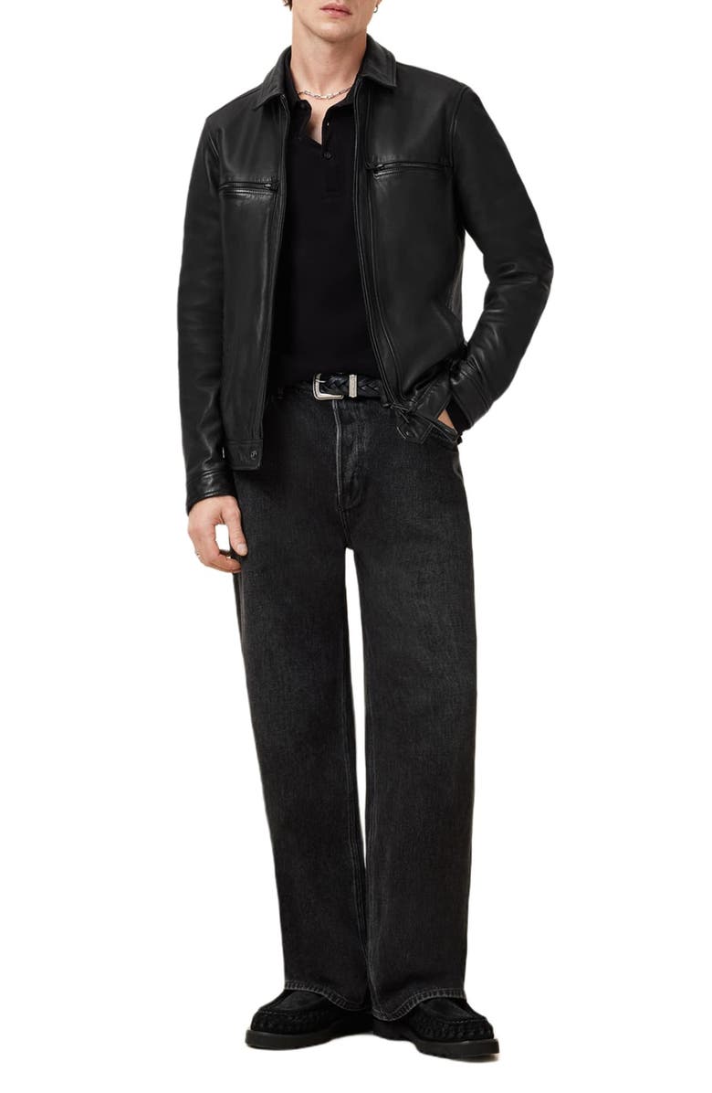 AllSaints Reform Cotton Piqué Polo, Alternate, color, Black