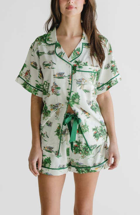 Golf Toile Pajama Shorts Set