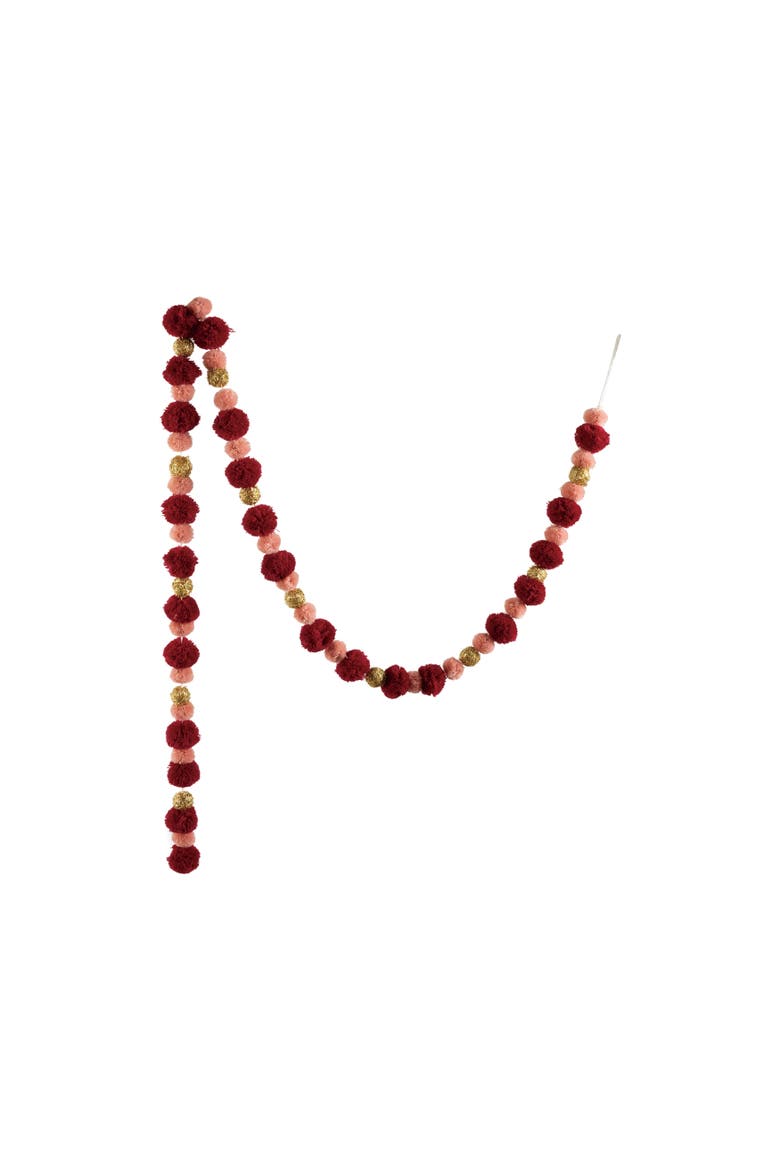 Pom Pom Garland in Polyester, Alternate, color, Gold and Pink