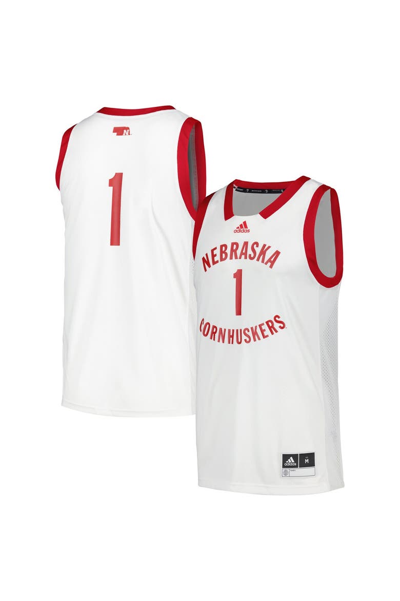 Men's adidas #1 White Nebraska Huskers Team Swingman Jersey, Main, color, White