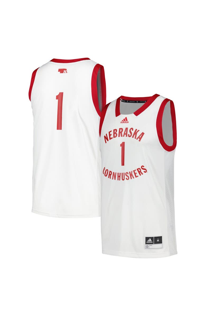 adidas Men's adidas #1 White Nebraska Huskers Team Swingman Jersey, Main, color, White