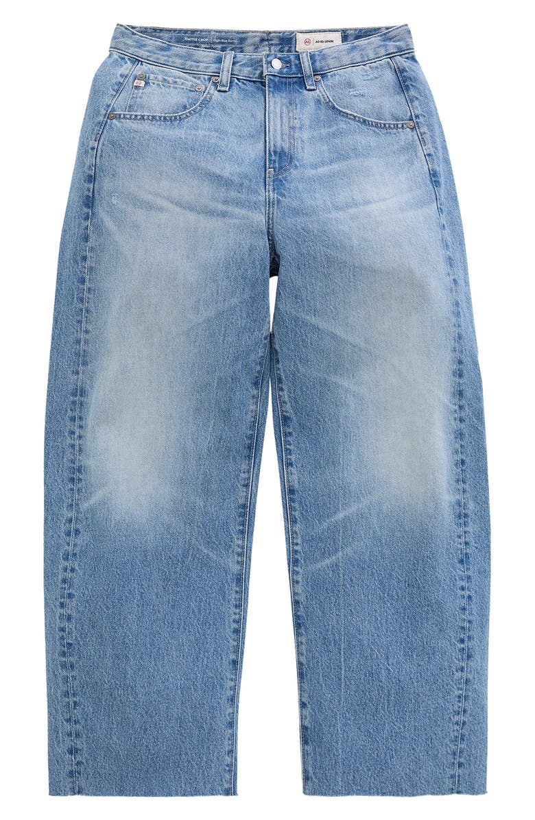 AG Hattie Raw Hem High Waist Crop Barrel Leg Jeans, Alternate, color,
