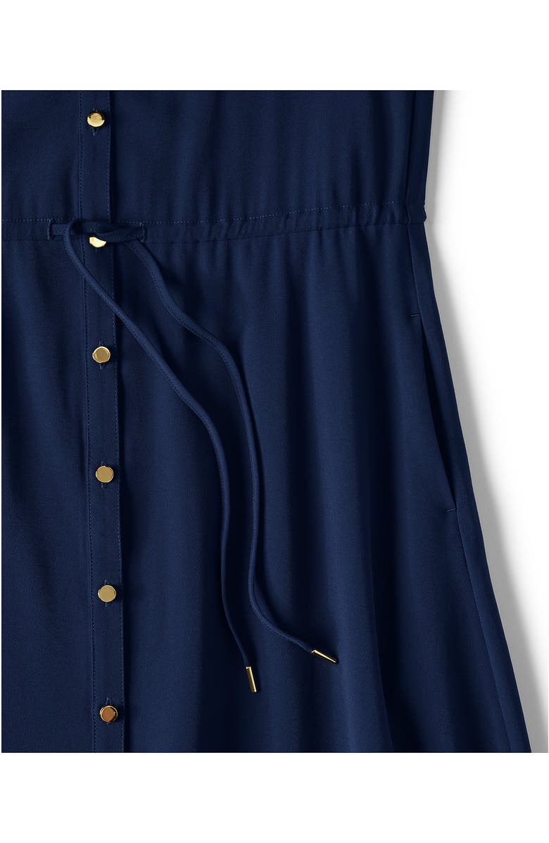 Lands' End Twill Button Front Fluid Short Sleeve Dress, Alternate, color,
