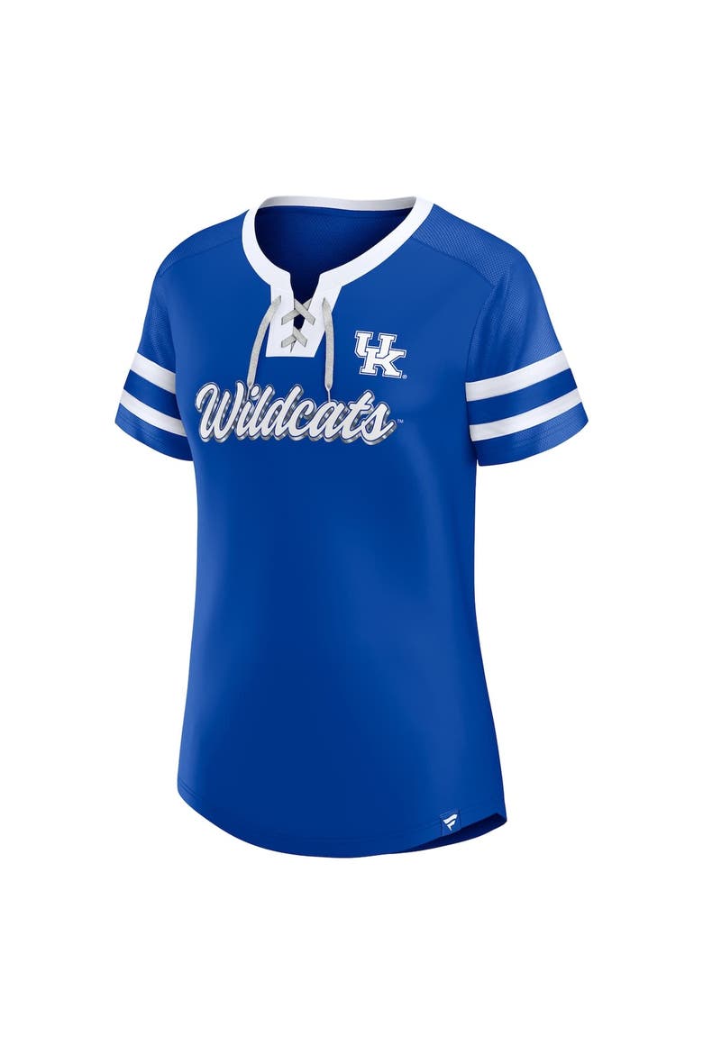 Women's Fanatics  Royal Kentucky Wildcats Iconic Athena Lace-Up T-Shirt, Alternate, color, Royal