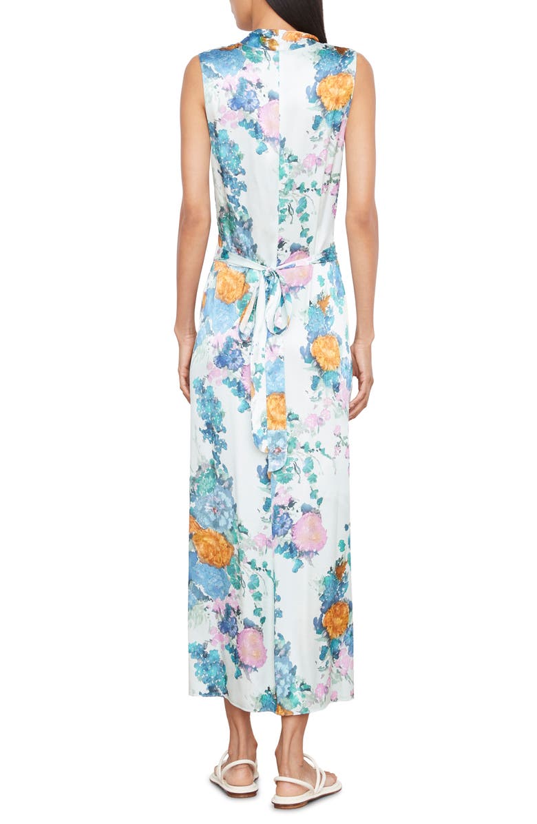 Vince Painted Bouquet Sleeveless Satin Wrap Dress, Alternate, color,