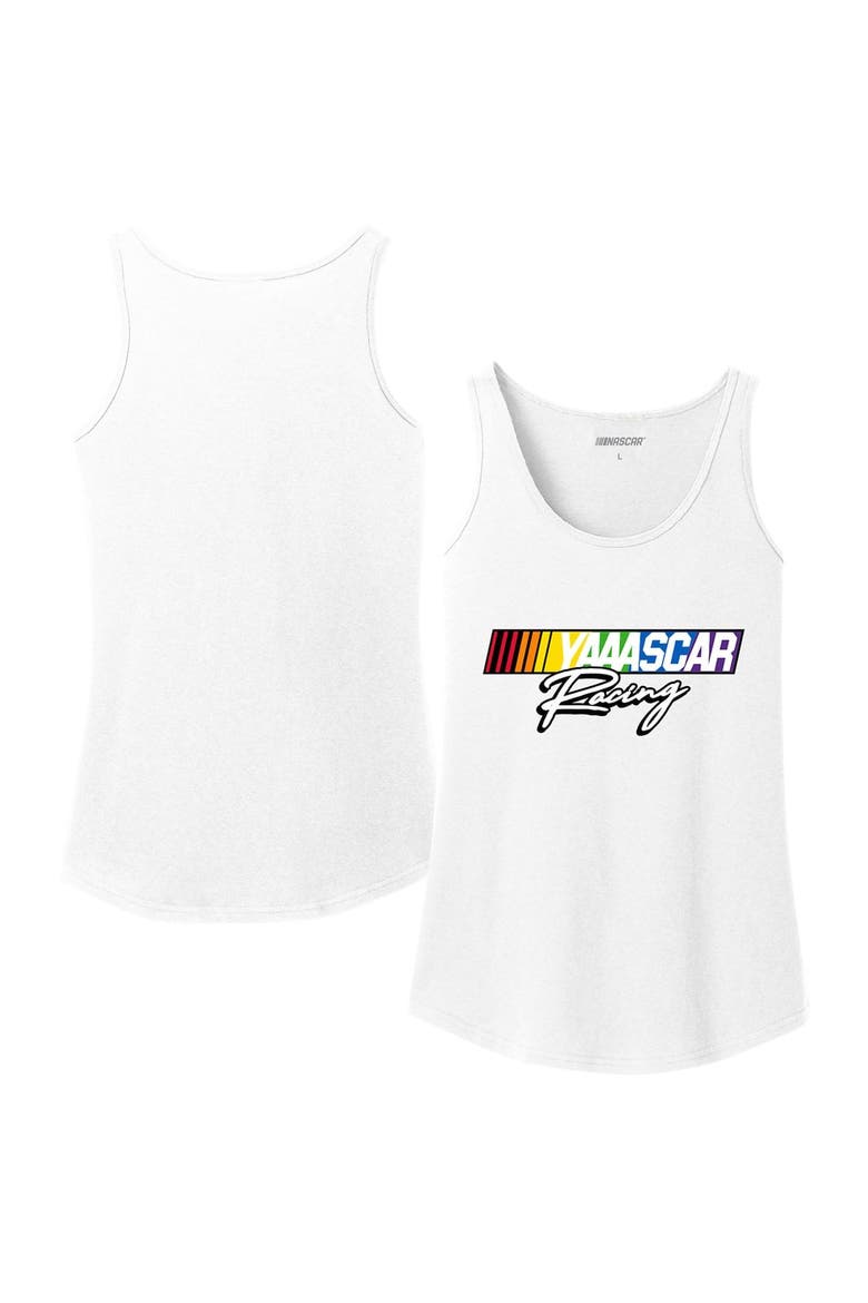 Women's Checkered Flag Sports White NASCAR Logo Pride Tank Top, Alternate, color, White