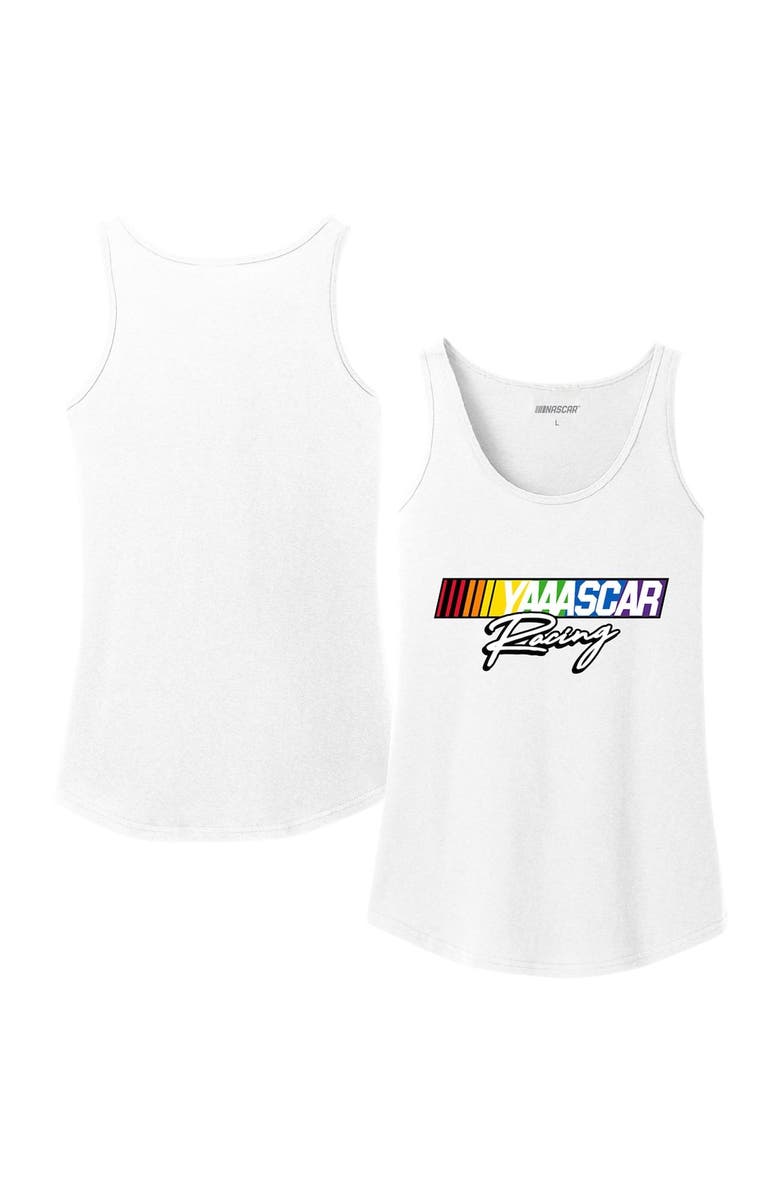 CHECKERED FLAG Women's Checkered Flag Sports White NASCAR Logo Pride Tank Top, Alternate, color, White