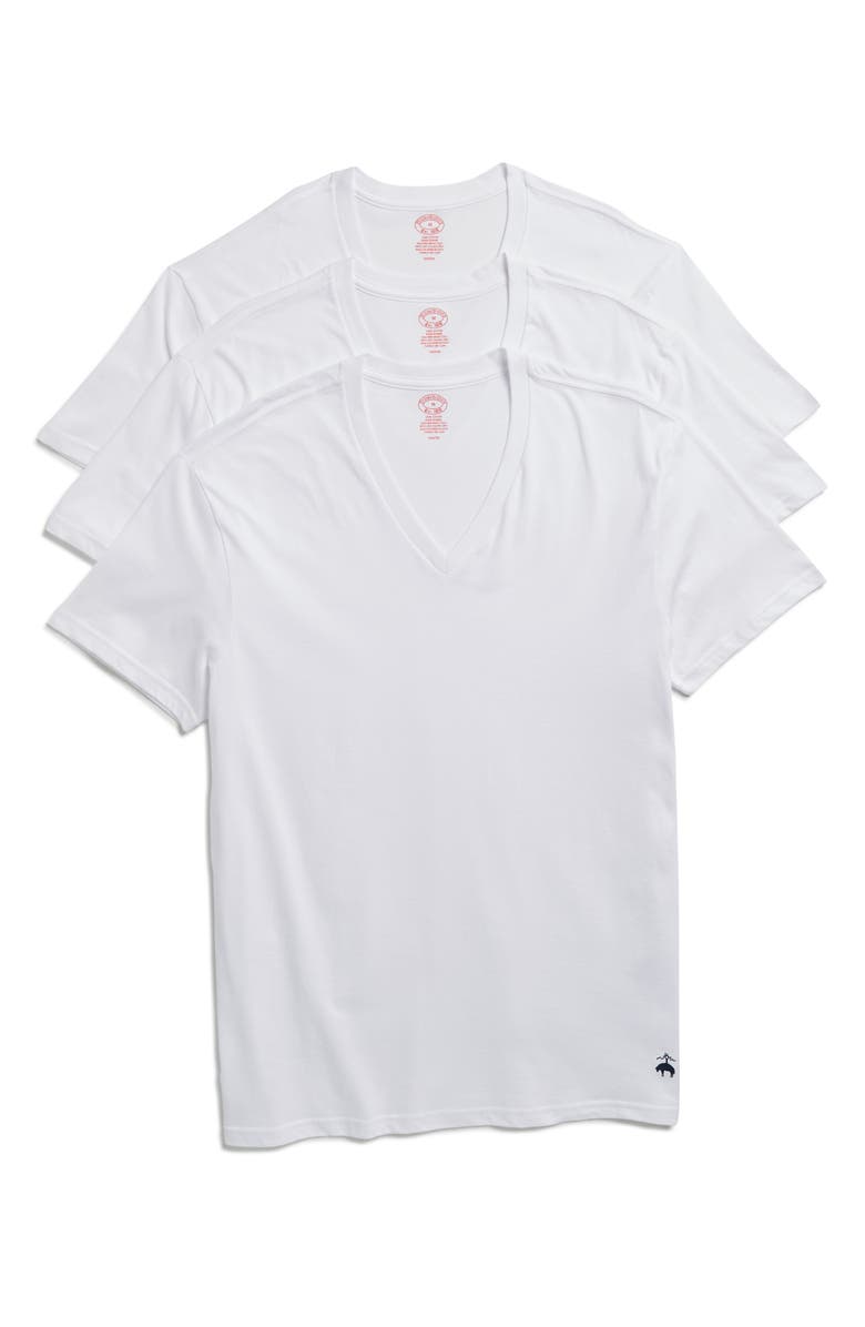Brooks Brothers 3-Pack V-Neck T-Shirts, Main, color, White