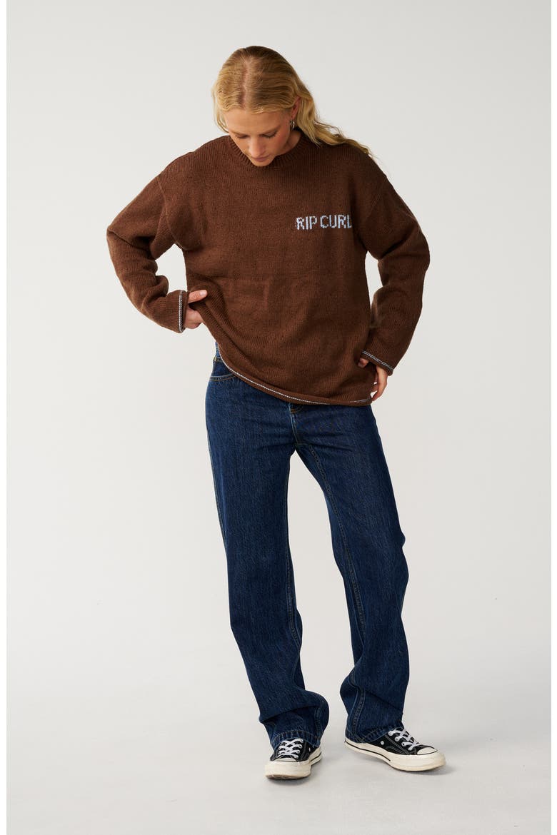 Sparrow Crewneck Sweater, Alternate, color, CHOCOLATE