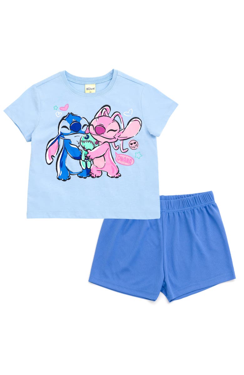 Disney T-Shirt & Mesh Shorts Set, Main, color, Lilo & Stitch Blue