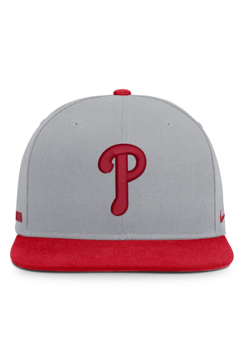 Men's Nike Gray/Red Philadelphia Phillies Primetime Pro Dri-FIT Snapback Hat, Alternate, color, Gray