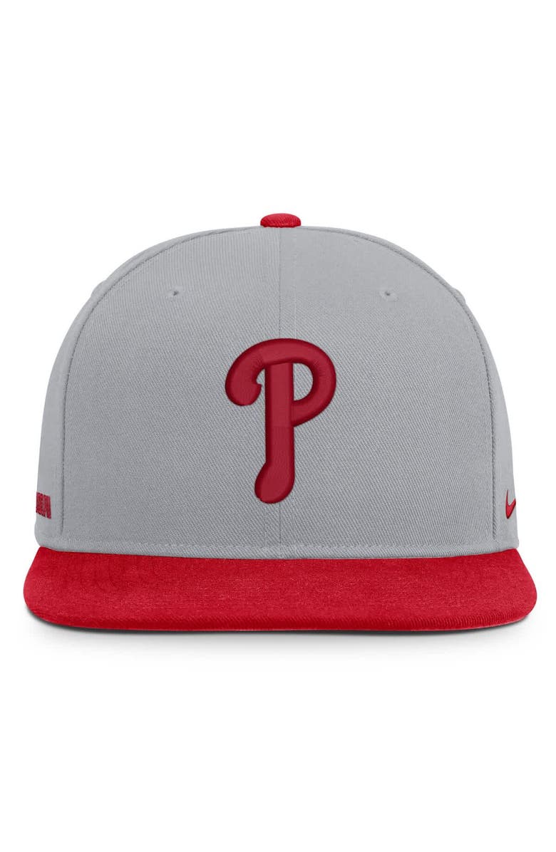 Nike Men's Nike Gray/Red Philadelphia Phillies Primetime Pro Dri-FIT Snapback Hat, Alternate, color, Gray