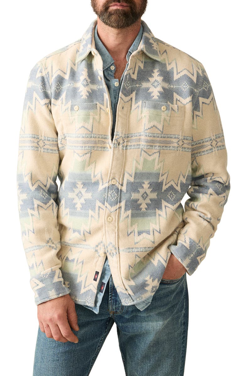 Faherty x Doug Good Feather Surf Flannel Organic Cotton Button-Up Overshirt, Main, color, 