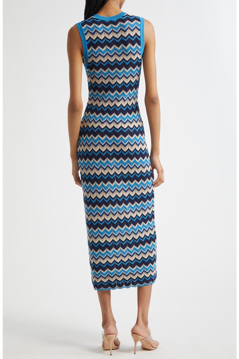 Declan Metallic Chevron Stripe Cotton Blend Sweater Dress, Alternate, color, SPRING NAVY CHEVRON