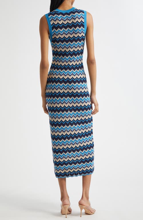 Shop Ramy Brook Declan Metallic Chevron Stripe Cotton Blend Sweater Dress