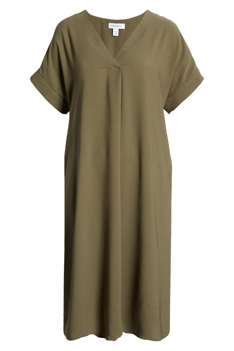Short Sleeve Shift Dress, Alternate, color, OLIVE SARMA