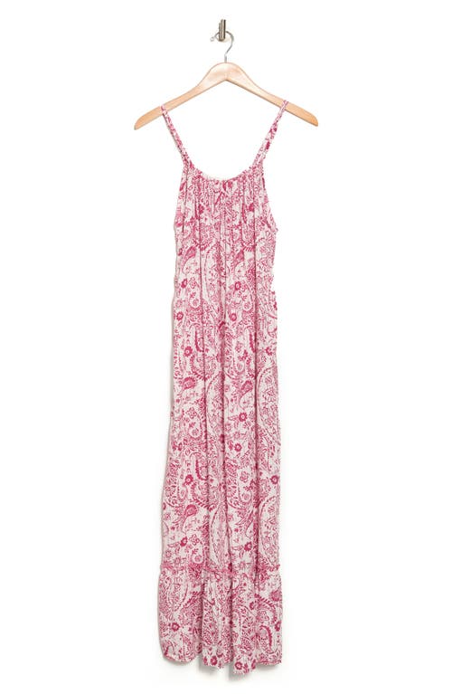 Boho Me Floral Paisley Cover-up Maxi Dress In White/red Paisley