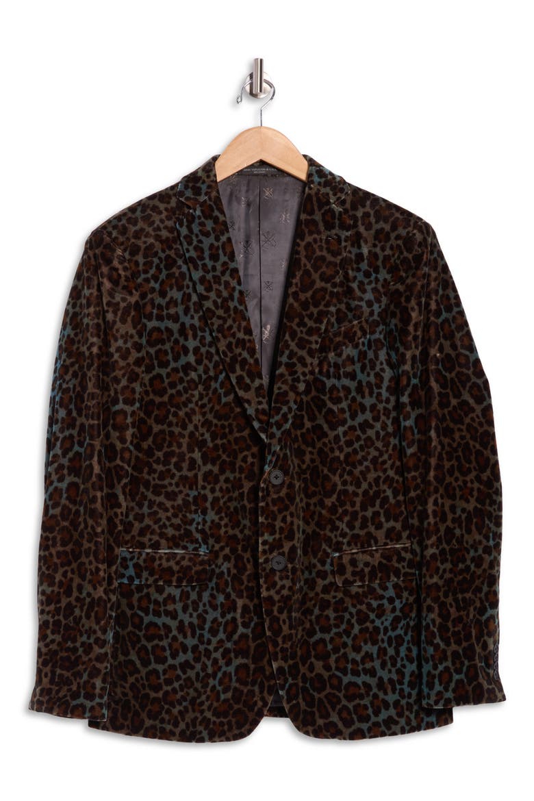 Leopard Cotton Sport Coat, Alternate, color, LEOPARD