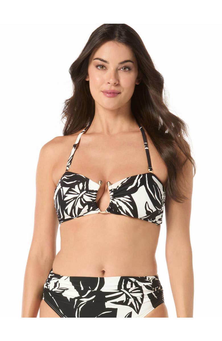 Carmen Marc Valvo U-Ring Bandeau Bikini Top, Alternate, color, Black/White