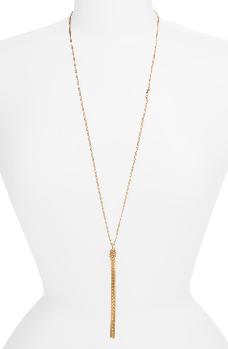 Saint Laurent Long Tassel Necklace, Alternate, color,