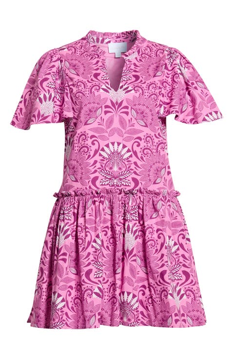 Rockabye Mixed Floral Print Cotton Trapeze Minidress