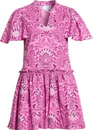 SUGARLIPS Rockabye Mixed Floral Print Cotton Trapeze Minidress