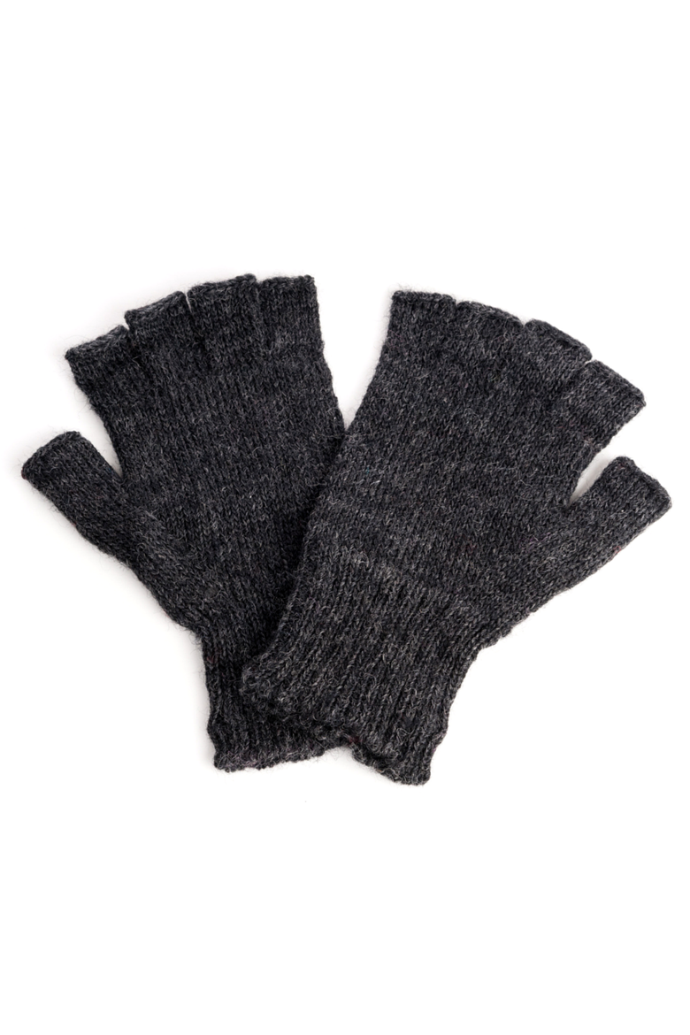 Striped and Solid Fingerless Gloves, Main, color, Charcoal
