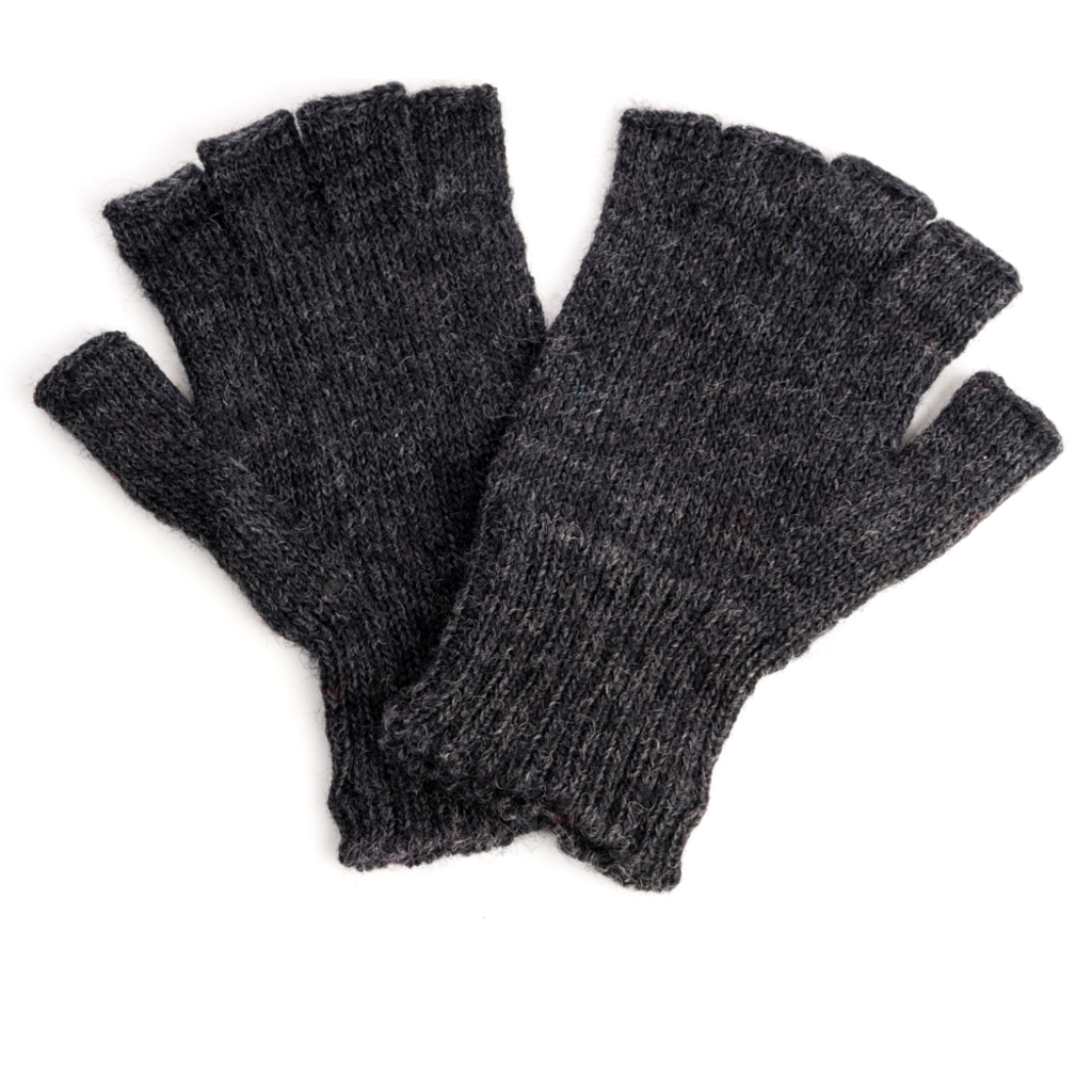 Nirvana Designs Striped And Solid Fingerless Gloves In Charcoal