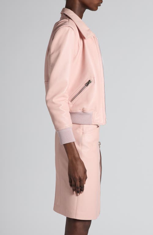 Tom Ford Lambskin Leather Moto Jacket In Powder Pink